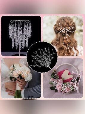 20 Sprays - Clear Acrylic Crystal Pearl Spray Hair Vines/Bendable Accent Pieces